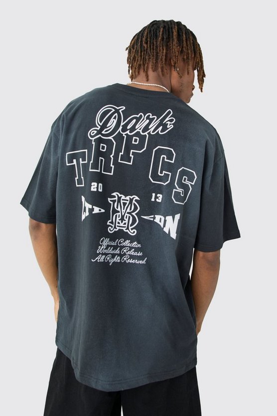 Tall Oversize T-Shirt mit Dark Tropics Print