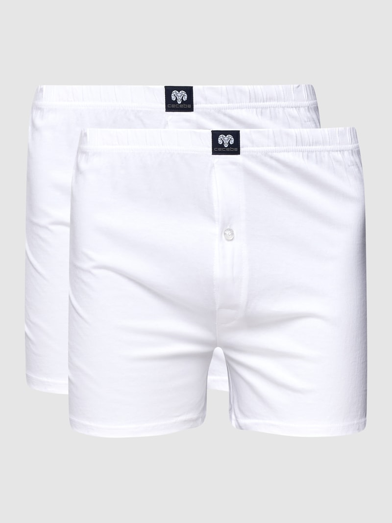 PLUS SIZE Boxershorts mit Label-Patch im 2er-Pack in weiß