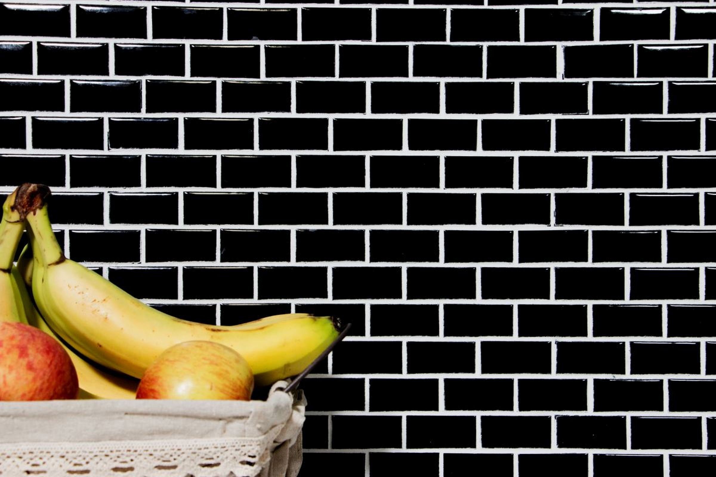 Mosani Mosaikfliesen Mini Metro Mosaik Schwarz Facette Mosaikfliese Keramik Küche
