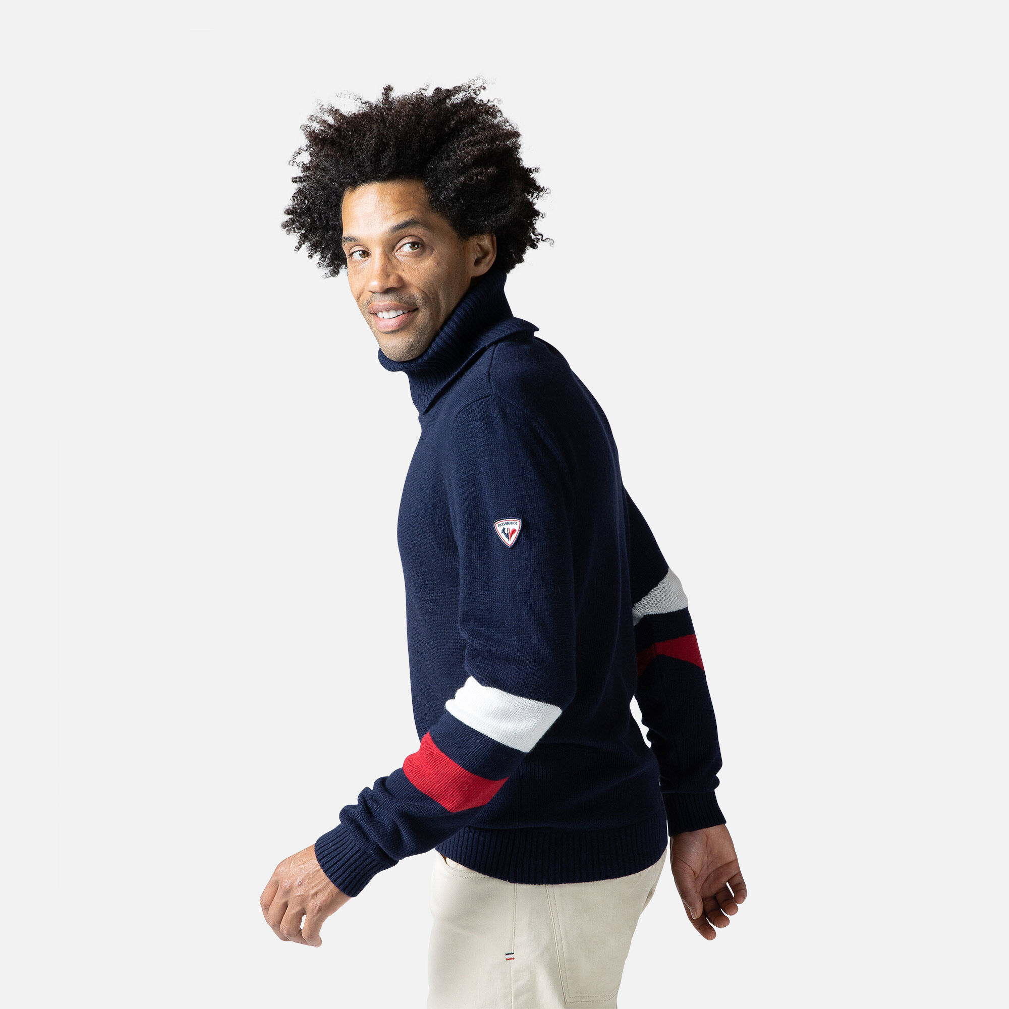 Pull en maille à col roulé Signature homme
