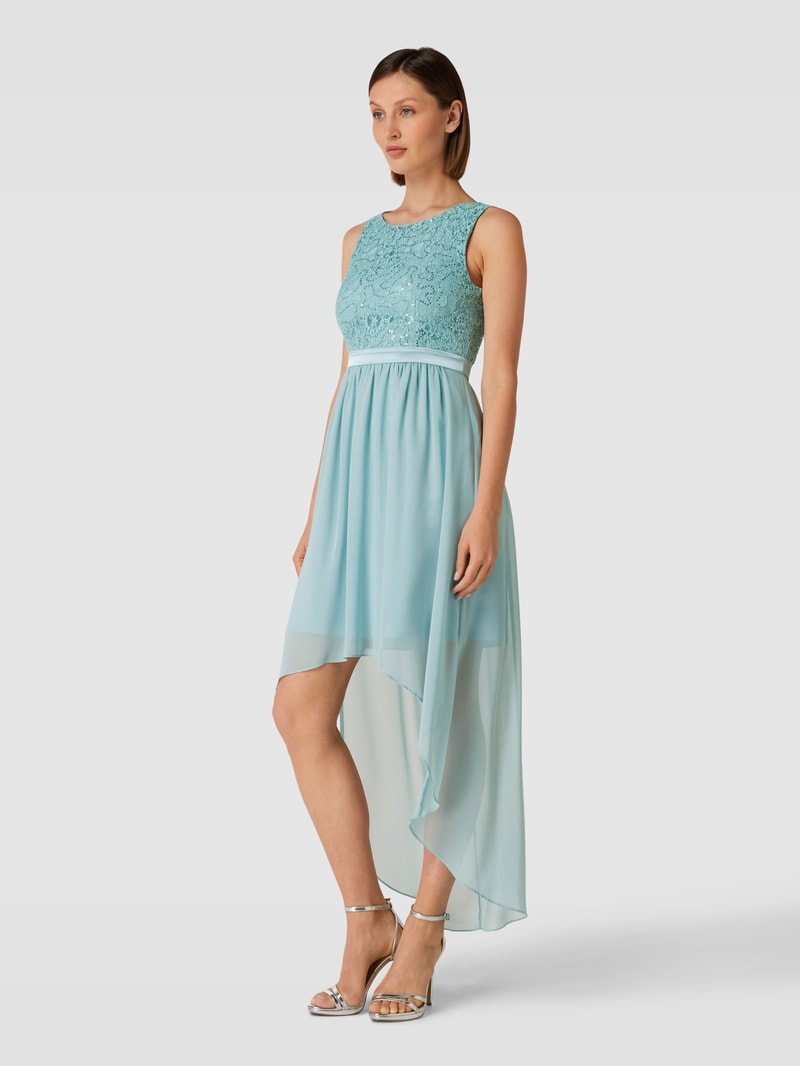 Cocktailkleid mit Paillettenbesatz in helltürkis