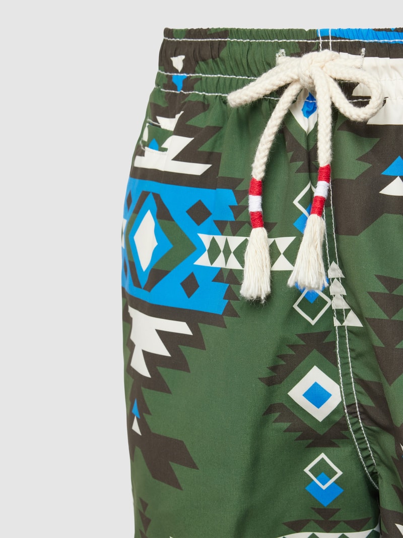 Badehose mit Allover-Muster Modell 'CAPRESE' in olivgrün