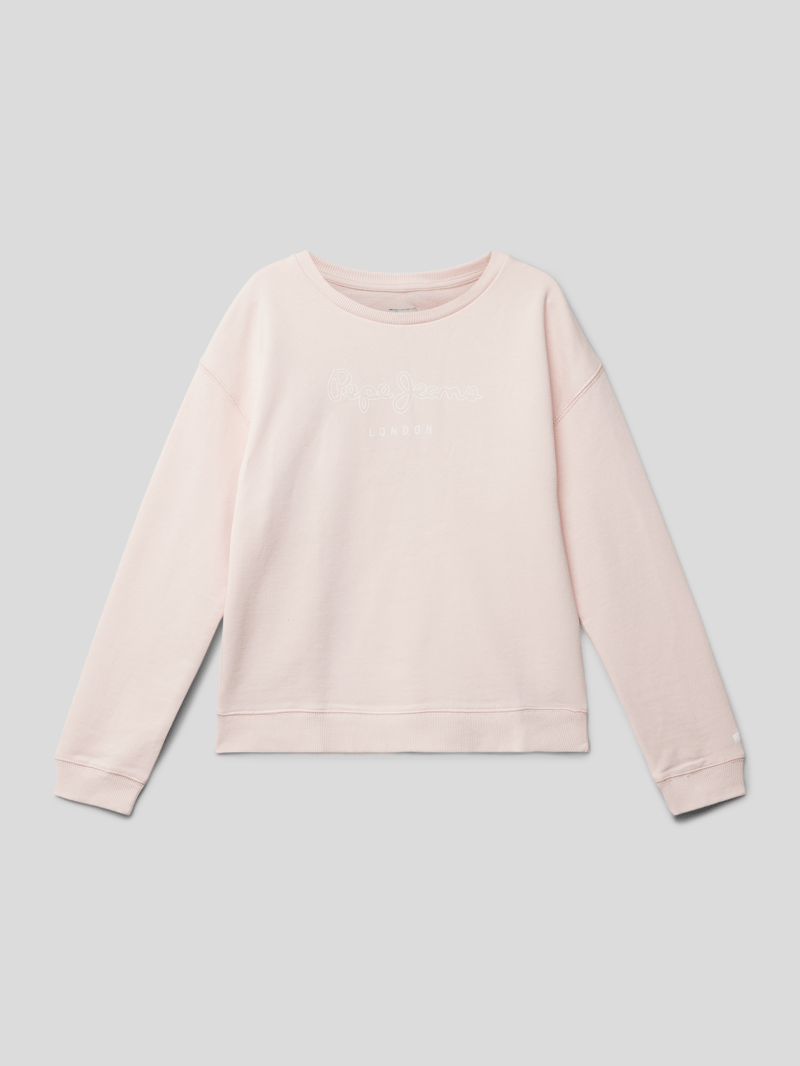 Sweatshirt mit Label-Print Modell 'ROSE' in hellrosa