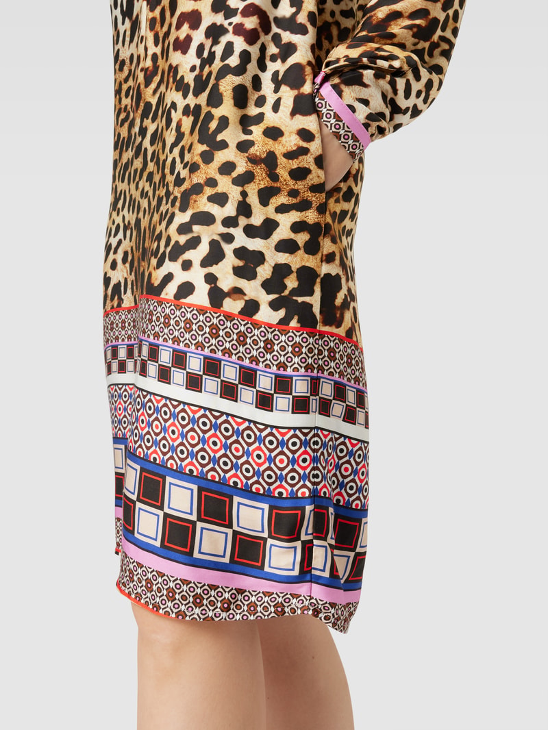 Tunikakleid aus Viskose mit Animal-Print in beige