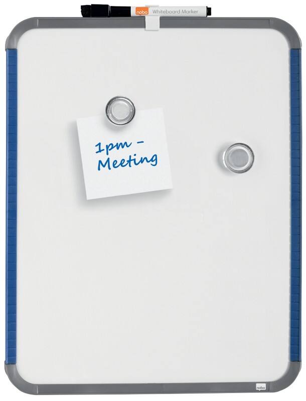 Nobo Magnetisches Whiteboard Mini für Tisch oder Wand QB05442ASTD Lackierter Stahl Farbiger Dünner Rahmen 280 x 360 mm Weiß