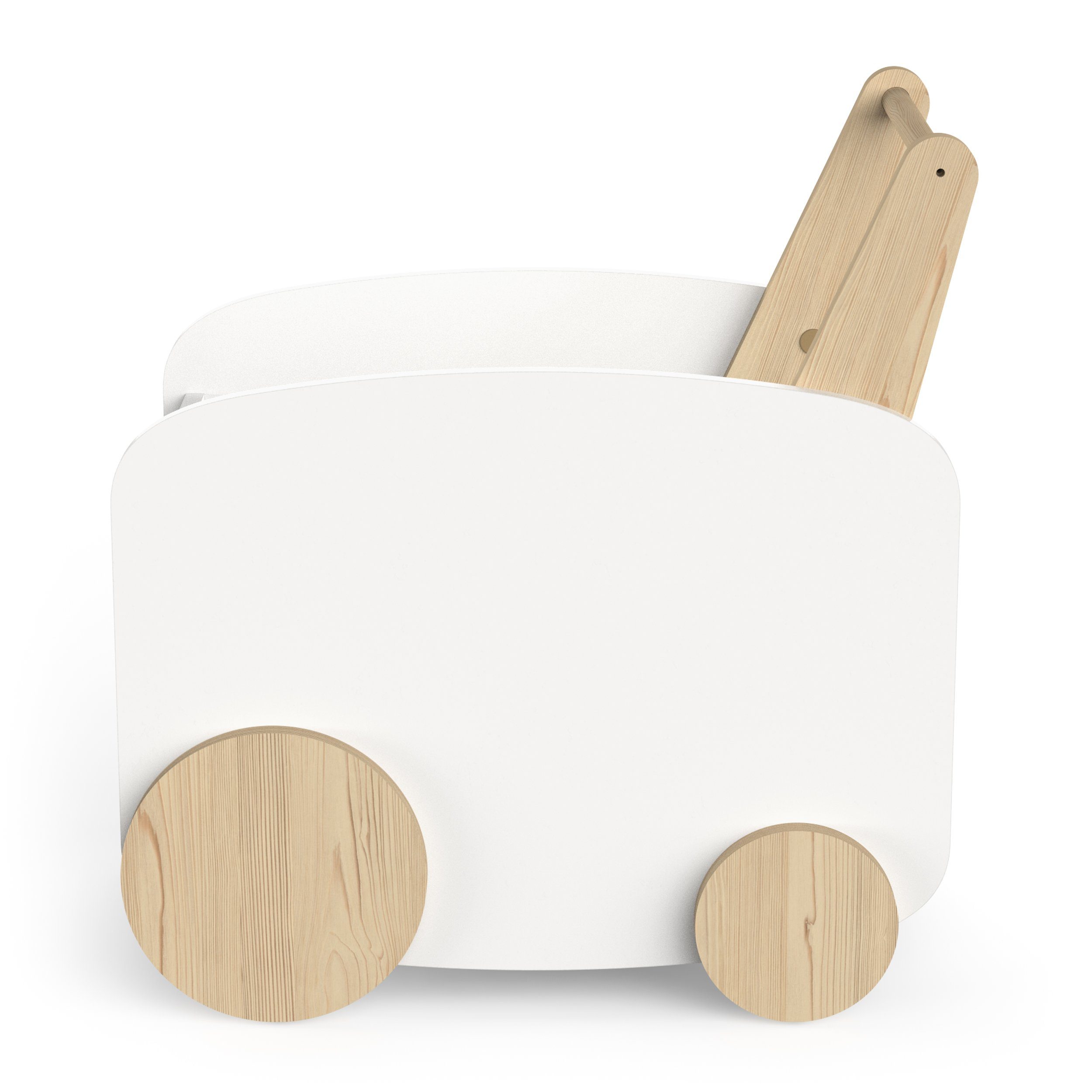 habeig Spielzeugtruhe Spielzeugbox Spielwagen Spielauto MDF Holz 55x53x35 cm 7kg, inklusive 4 Rädern zum Bewegen der Spielzeugtruhe