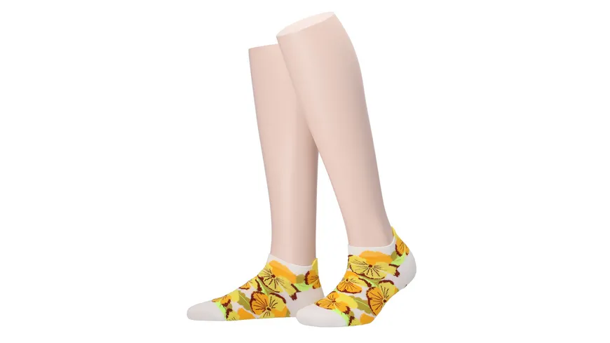 MOVE UP Damen Sneaker Socken Blumen creme