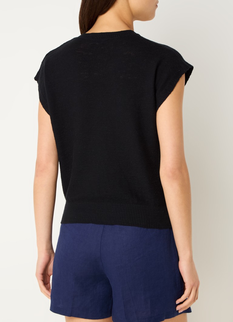Benetton Fine-knit top in linen blend