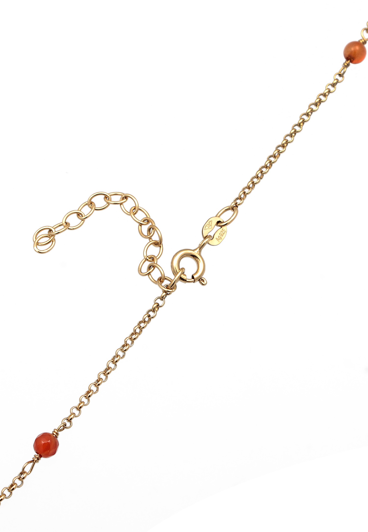 Collana da donna Elli alla moda con perline di agata in argento sterling 925 placcato oro