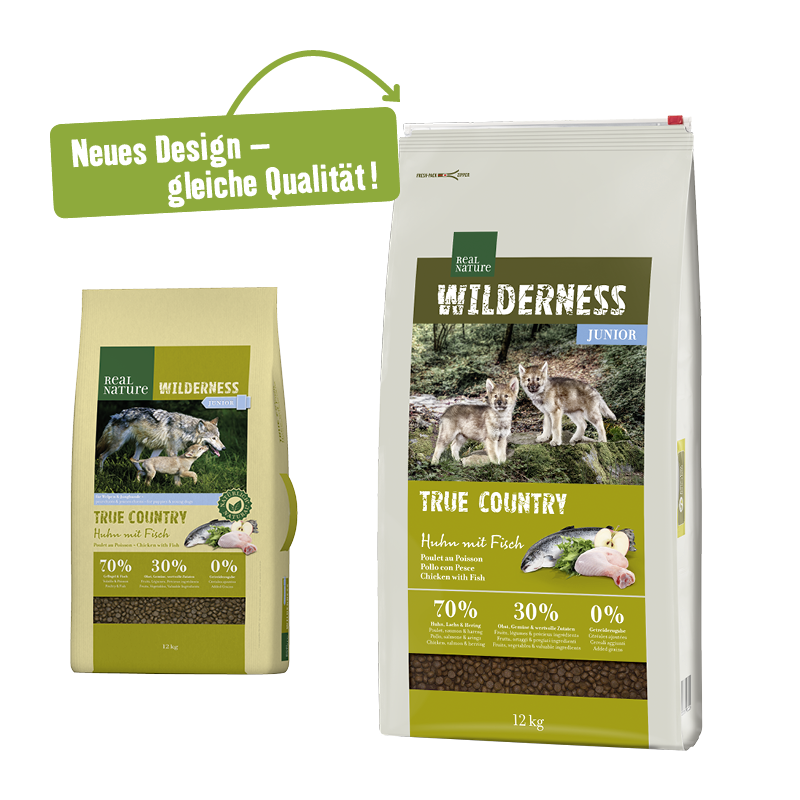 REAL NATURE Hundetrockenfutter REAL NATURE WILDERNESS Junior True Country Huhn mit Fisch 12 kg