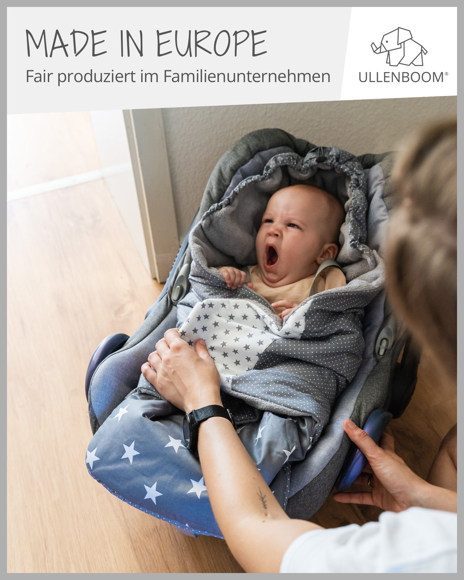 Einschlagdecke Für die Babyschale, Eukalyptus, Made in EU, ULLENBOOM ®, Optimal für Frühling, Herbst und Winter, TOG-Wert 2,5