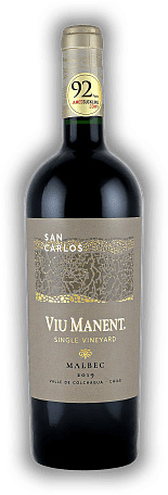 Viu Manent, Single Vineyard, Malbec, San Carlos, 2019, Valle Colchagua  Viu Manent, Single Vineyard, Malbec, San Carlos, 2019, Valle Colchagua  Ein limited Edition Wein mit intensiver und eleganter Nase, großartiger Struktur und seidigen Tanninen. Ja
