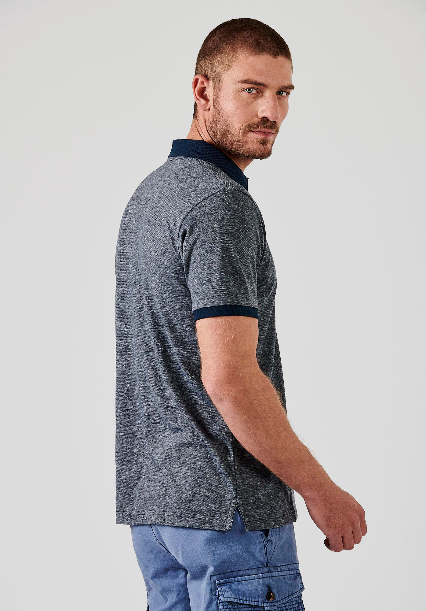 STEF   Polo bleu Homme 100% coton bio
