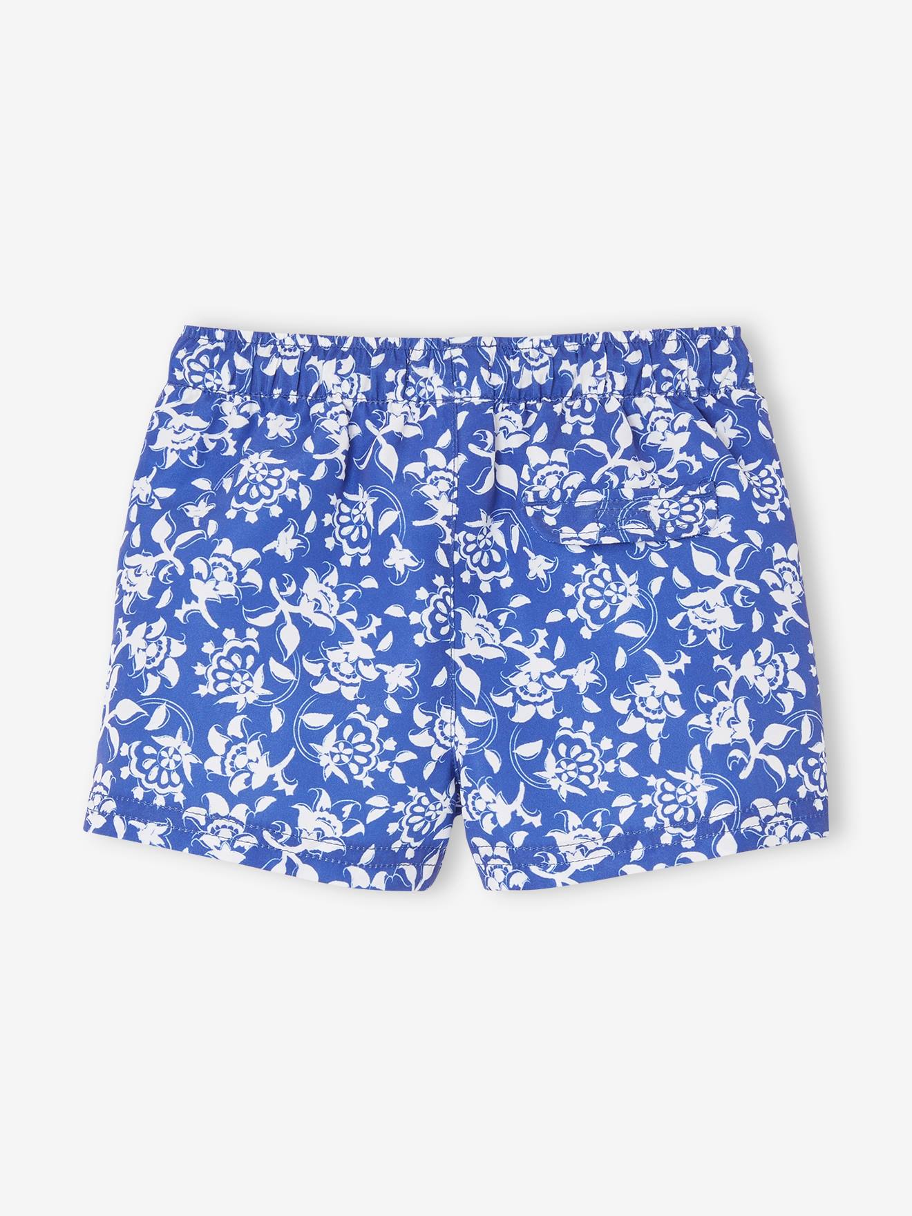 Vertbaudet Capsule Bademode Team Familie: Baby Badeshorts Oeko-Tex - blau/weiß geblümt