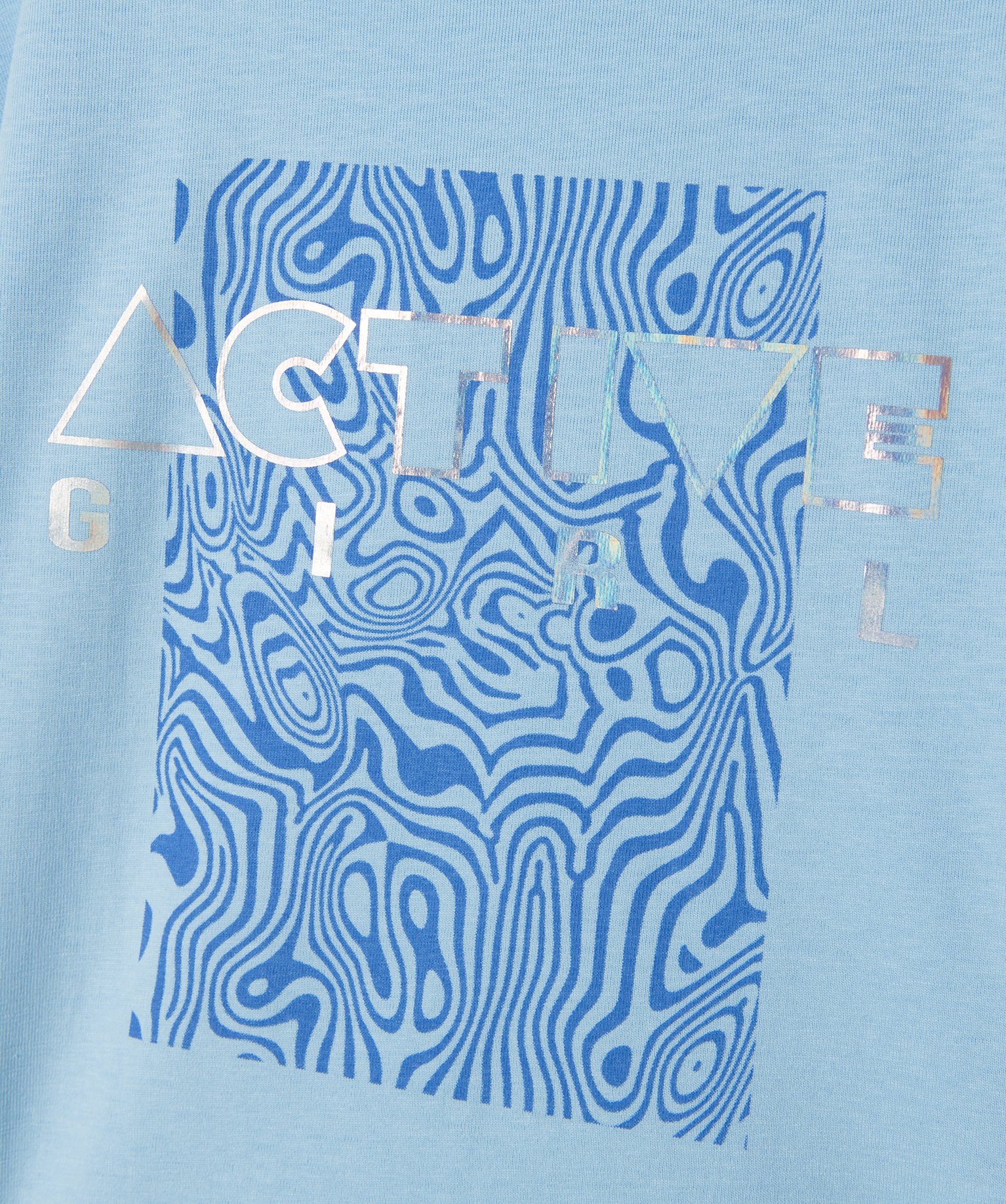 Tee-shirt fille à manches courtes imprimé coupe large et c... bleu | GEMO