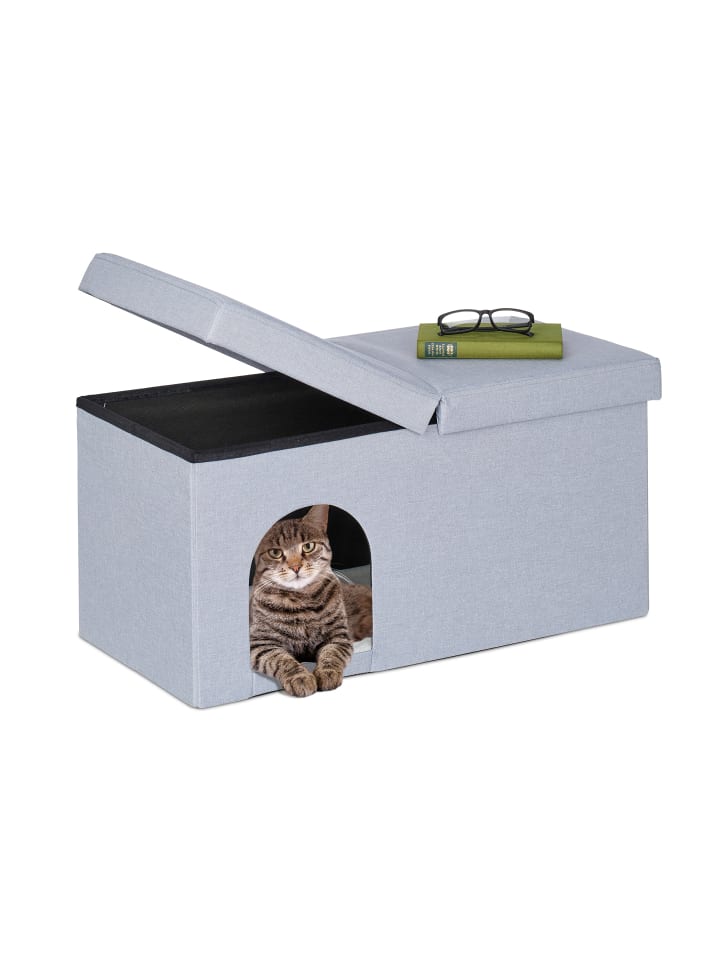 relaxdays Katzenhöhle in Grau - (B)74,5 x (H)38,5 x (T)37 cm günstig kaufen onesize