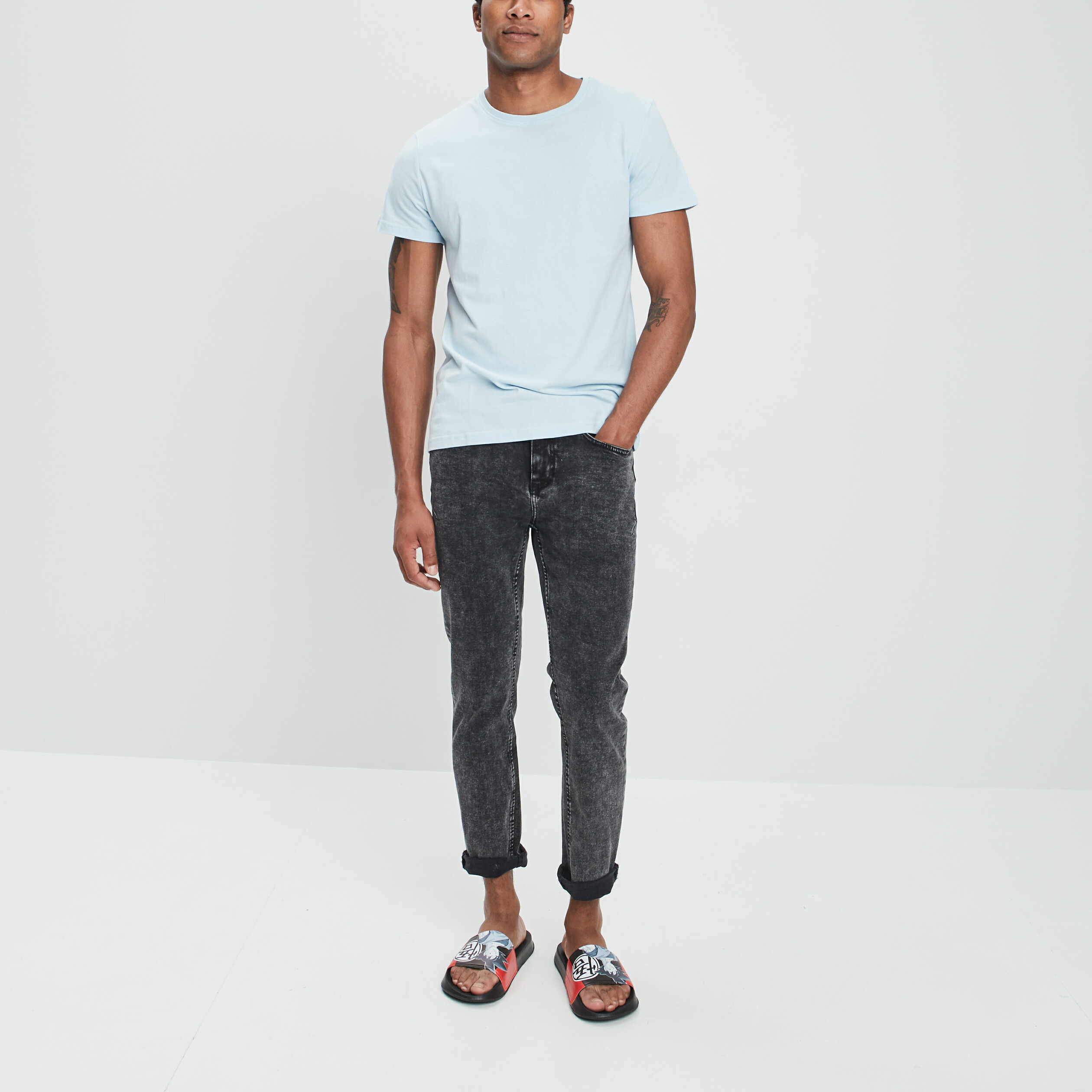 T-shirt en coton manches courtes bleu turquoise homme | La Halle