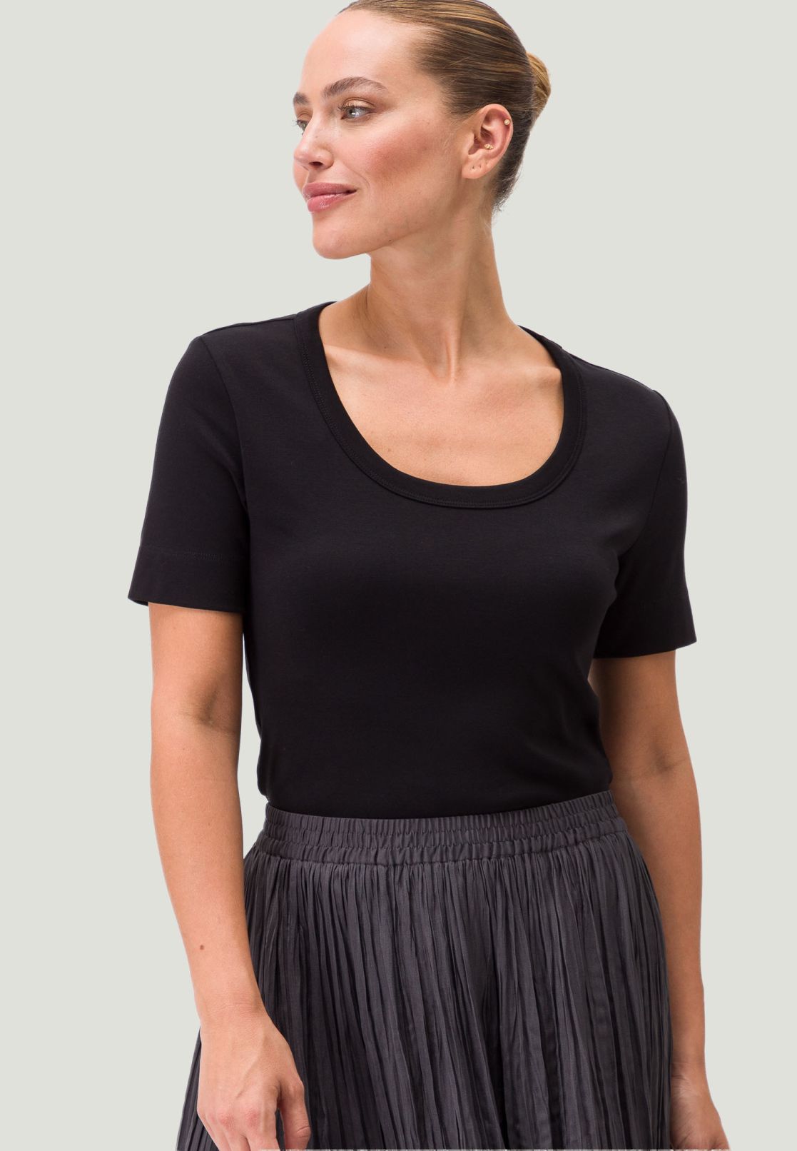 Baumwollshirt mit Rundhalsausschnitt