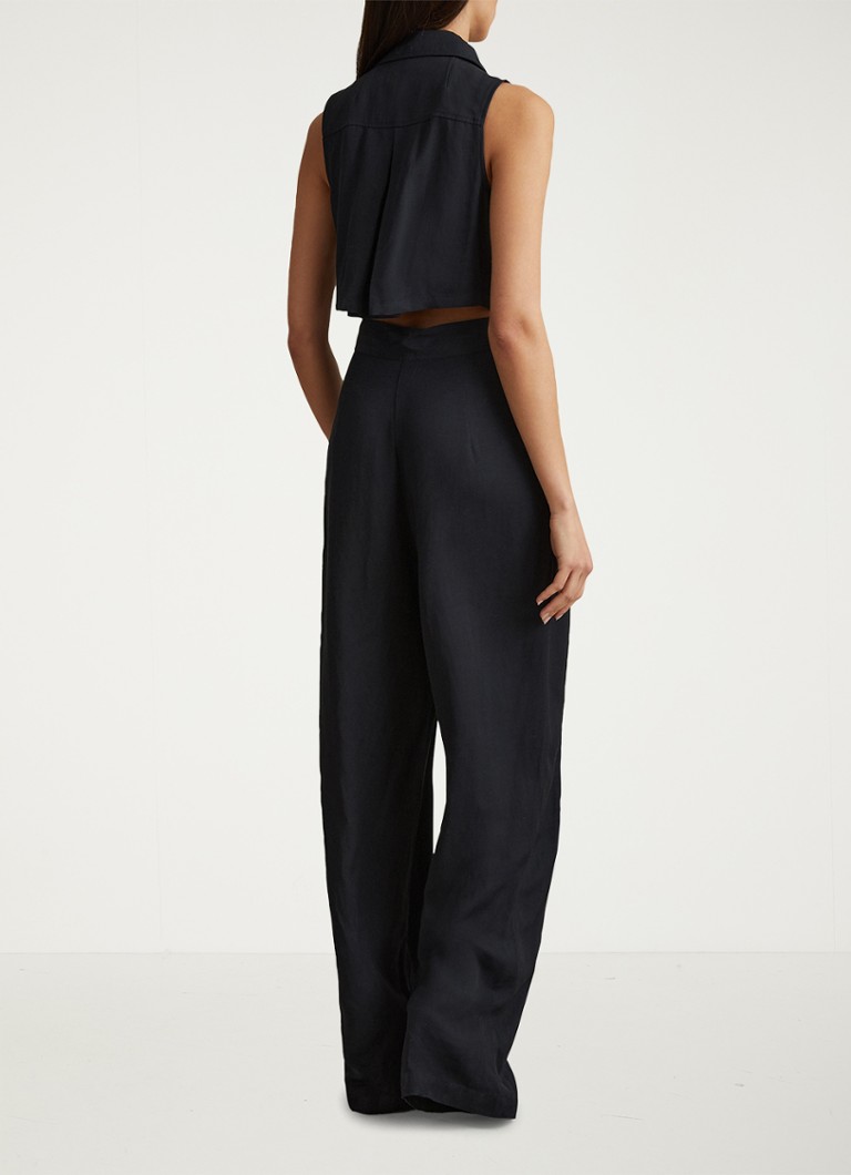 Reiss  Perla wide fit jumpsuit in linnenblend met strikceintuur