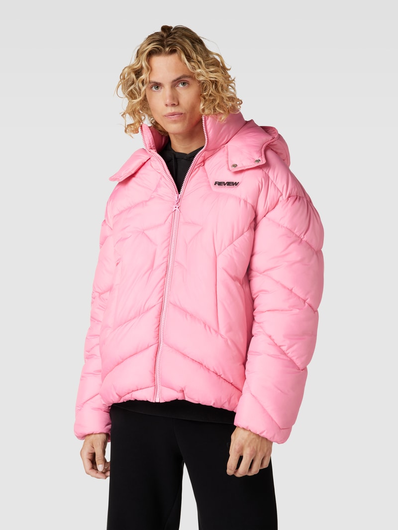 Steppjacke mit Label-Detail in pink