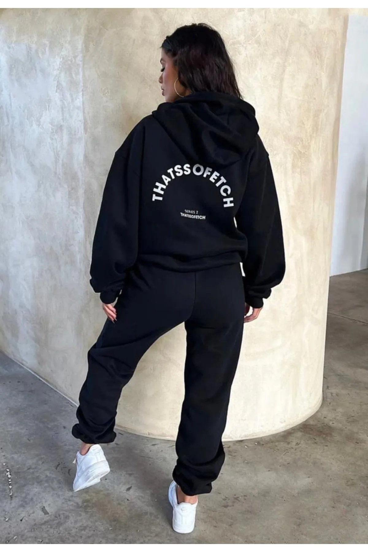 AFROGİYİM  Damen-Trainingsanzugset aus bedrucktem, dreifädigem Fleece mit Übergröße von Thatssofetch