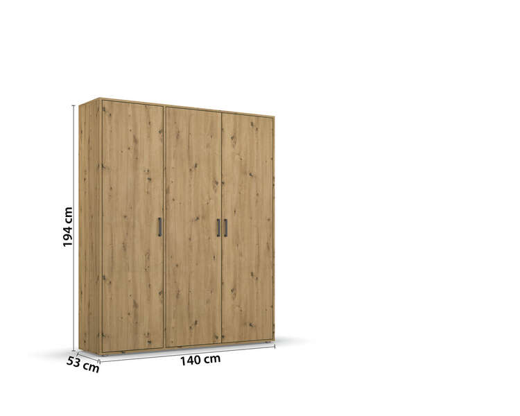 Rauch Möbel Voyager Drehtürenschrank, Schrank, Eiche Artisan, 3-türig