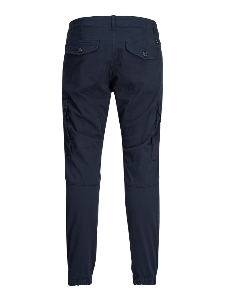 Jack & Jones Hose Cargo Jogger Pants PAUL FLAKE AKM 542 Twill Gummibund in Navy günstig kaufen