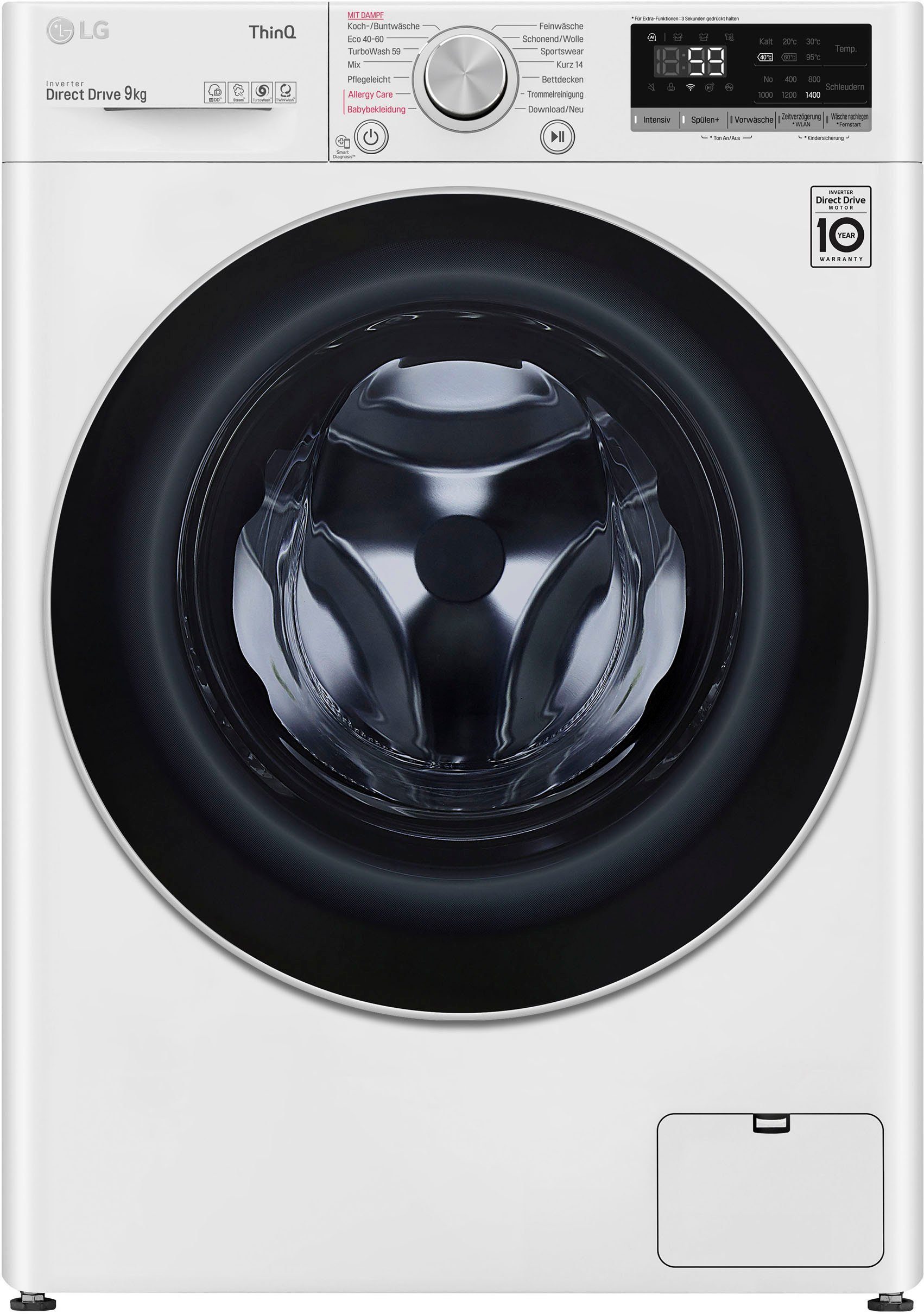 LG Waschmaschine F4WV609S1A, 9 kg, 1400 U/min