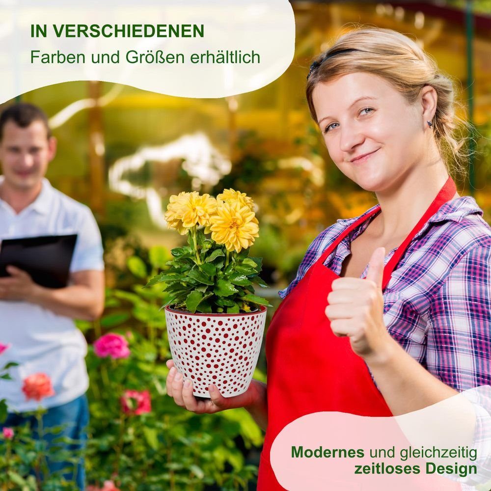 Heimwerkercenter Übertopf MePla - 2 Stück Übertopf VERO - wetterfestes Pflanzgefäß - UV-beständiger Blumenkübel - Pflanzentopf - Kübel - ø11 cm - weiss/pink