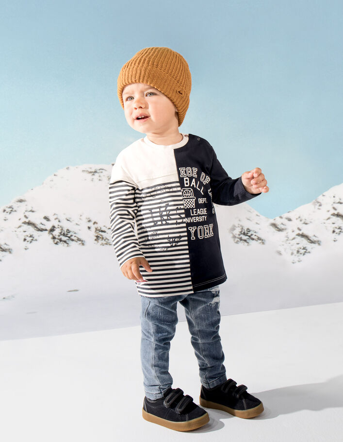 T-shirt marinière bi motifs bébé garçon