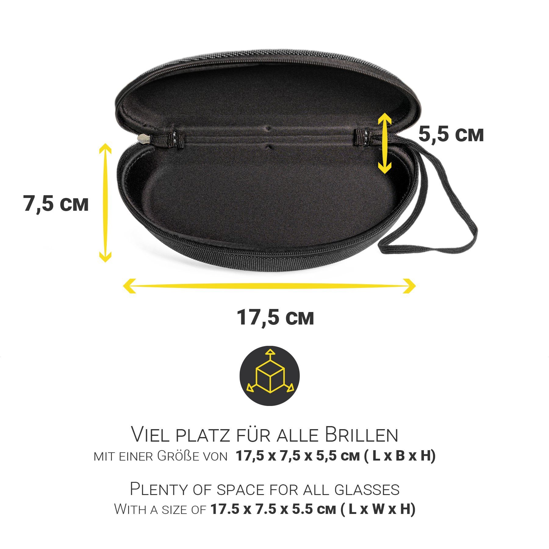 Hi-SHOCK Brillenetui Einhorn-Single, mit Schlaufe für Brille, Sonnenbrille, Schwimmbrille, 3D-Brille, Lesebrille, Reiseetui - Nylon, Hartschalenetui, Transporttasche, 18,5cm x 8,5cm x 6,5cm