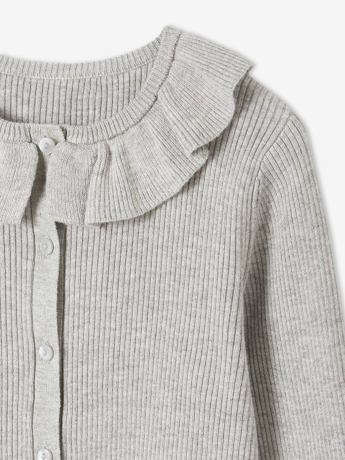 Gilet court à collerette fille gris clair