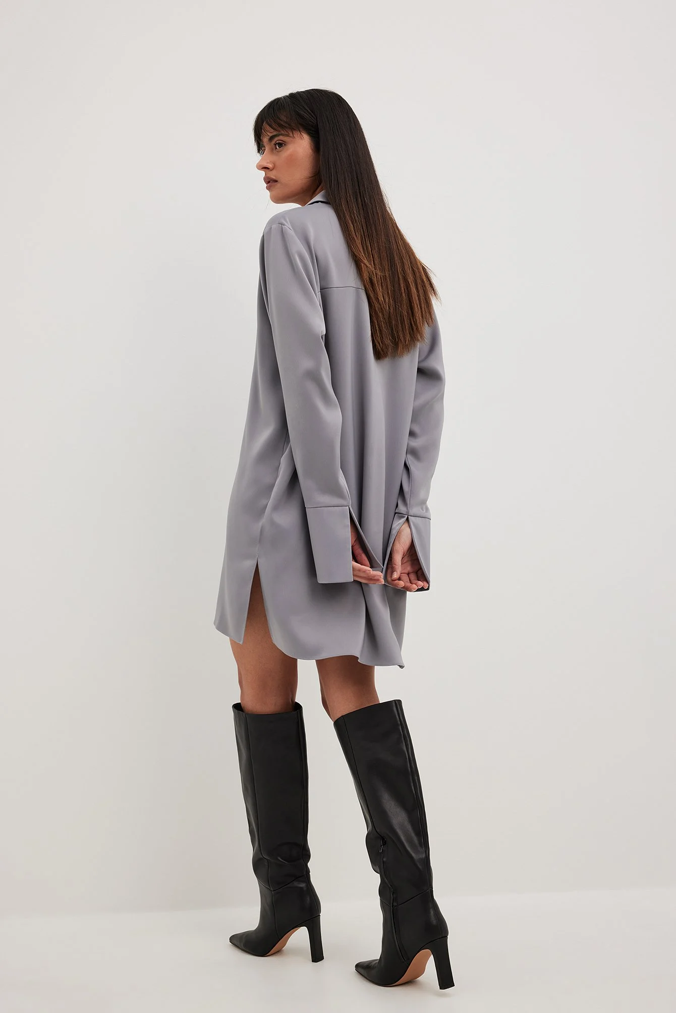 Satin-Shirt-Minikleid