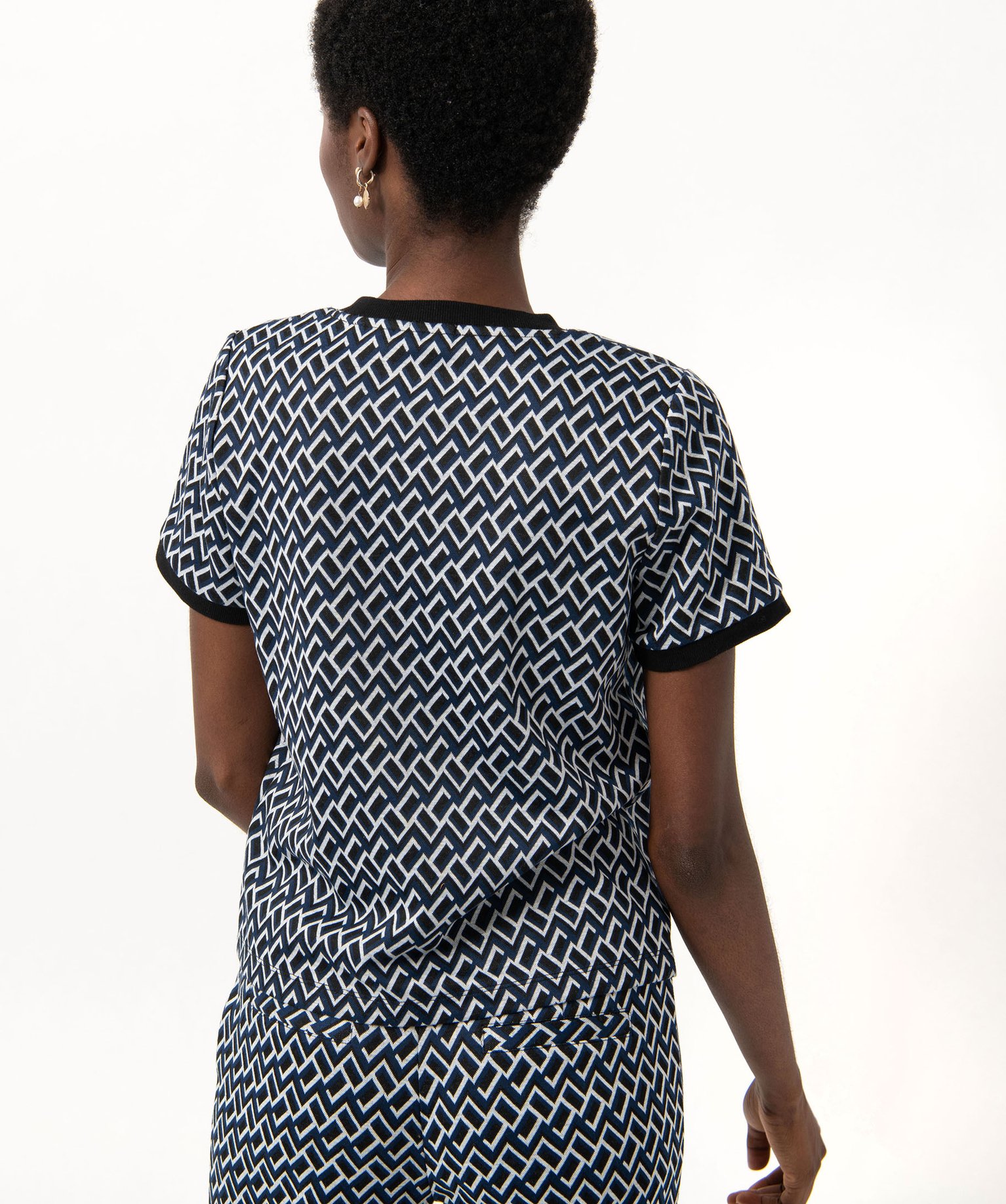Tee-shirt à manches courtes imprimé femme bleu | GEMO
