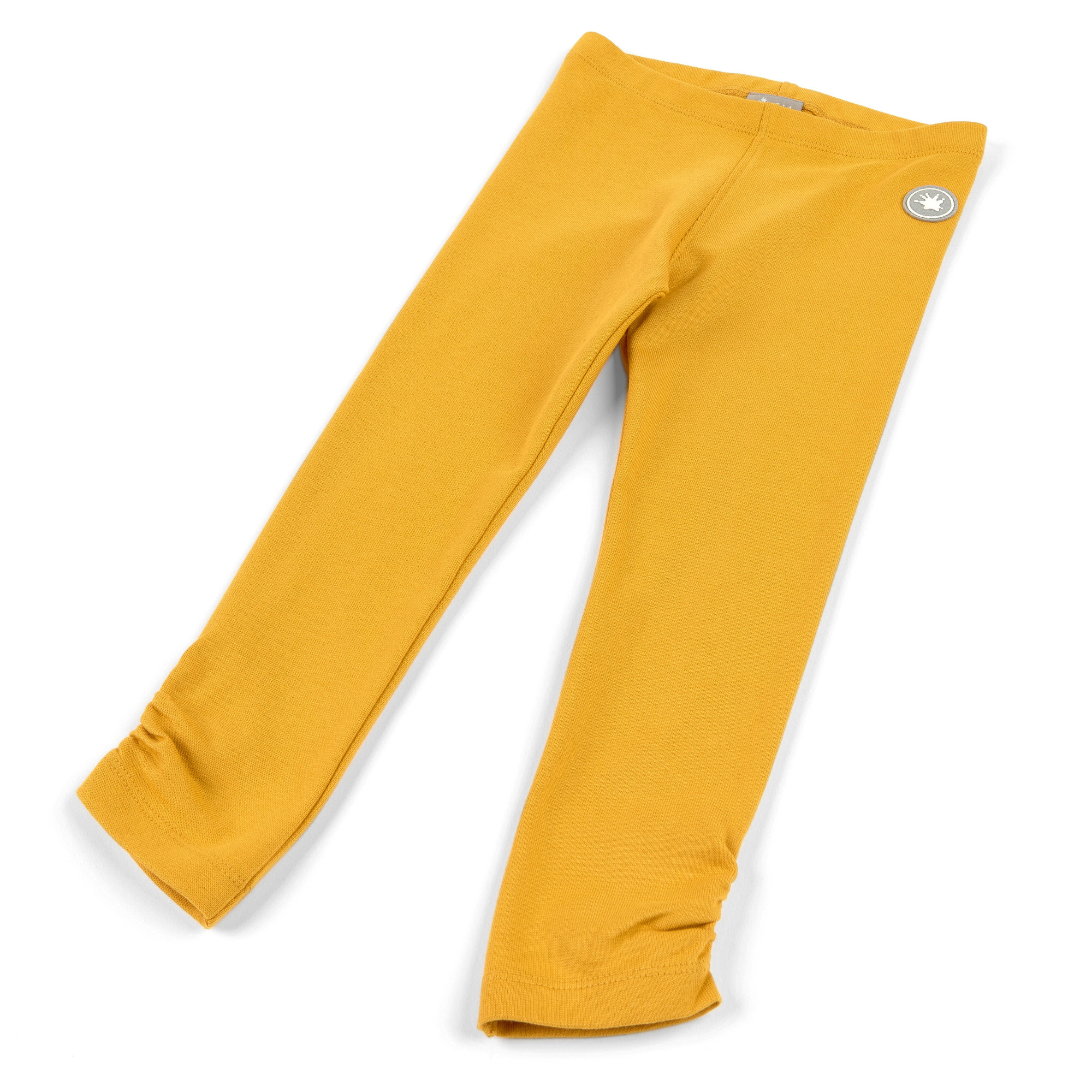 Gelbe Kinder Leggings, seitlich gerafft