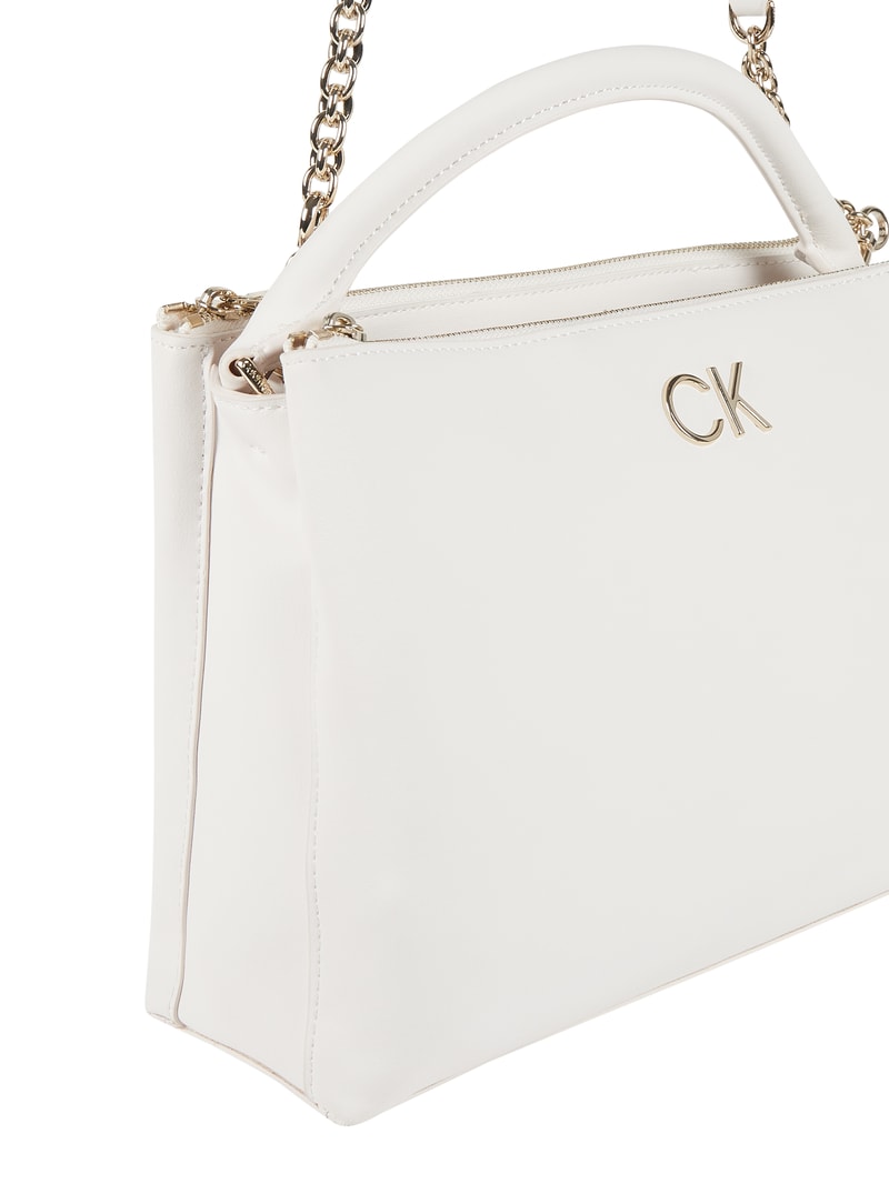 Handtasche in Leder-Optik in ecru