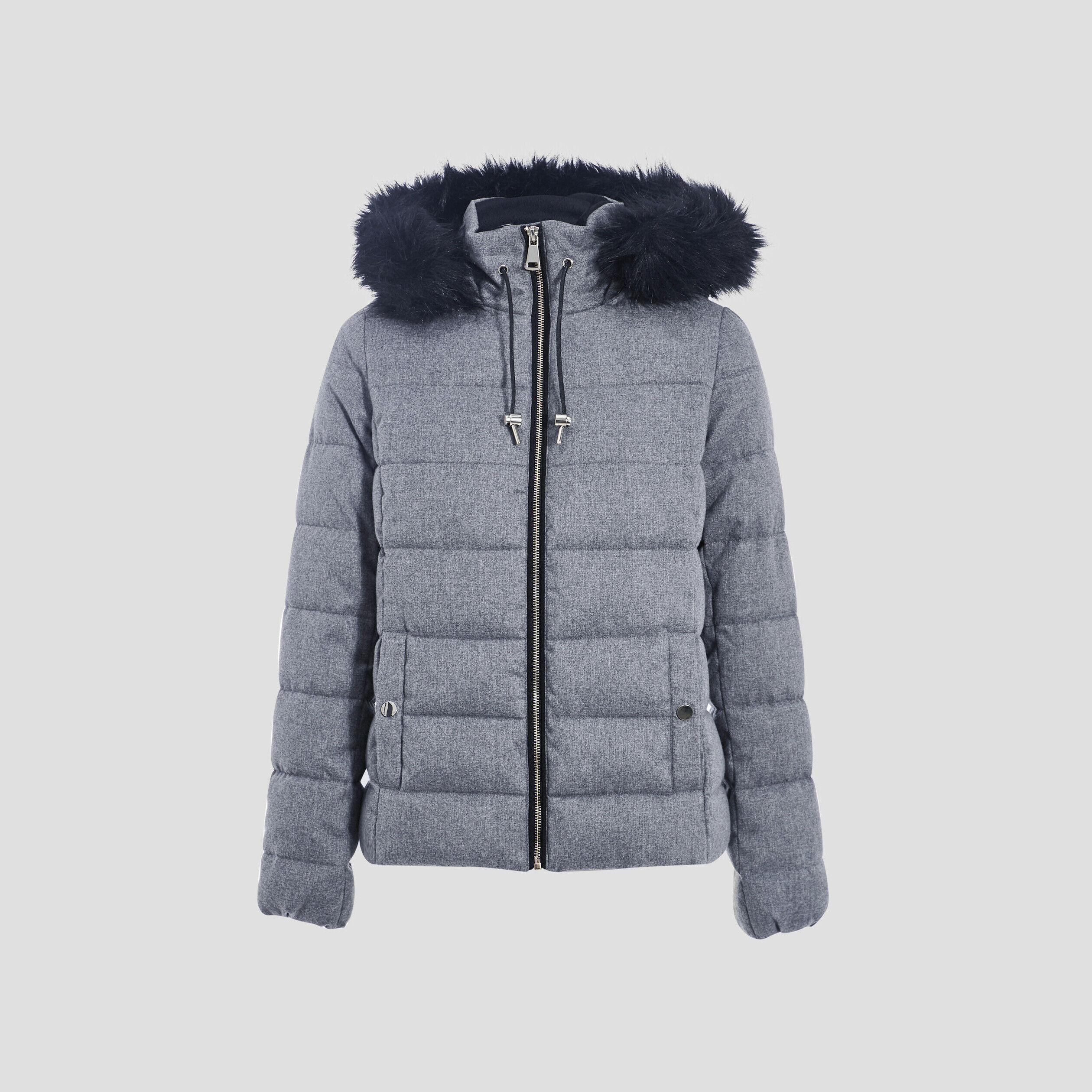 Doudoune avec capuche gris clair femme | Cache Cache