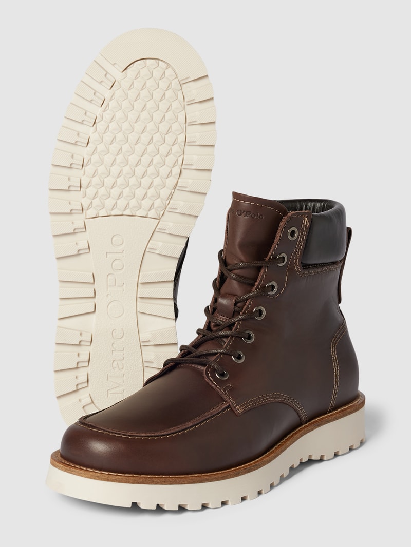 Boots mit Label-Details Modell 'JACK' in dunkelbraun