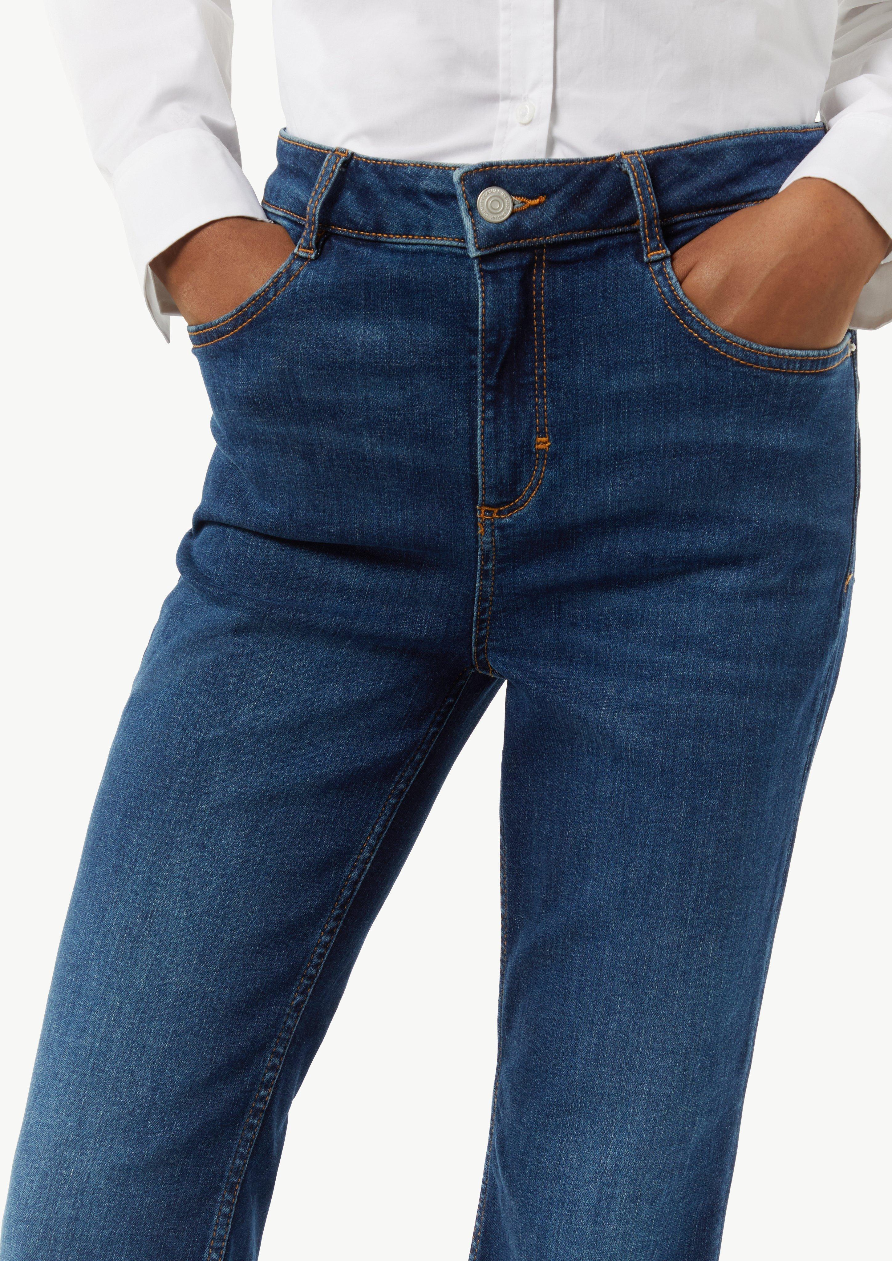 Elastische Ankle-Jeans mit leicht ausgestelltem Bein - dunkelblau