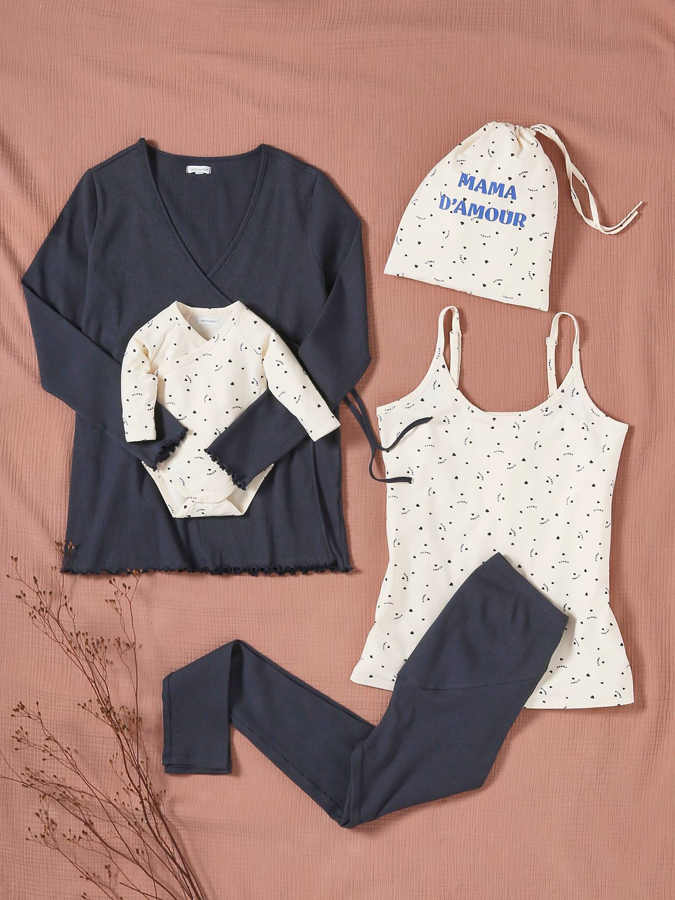 Kit valise maternité maman/bébé grossesse et allaitement bleu nuit