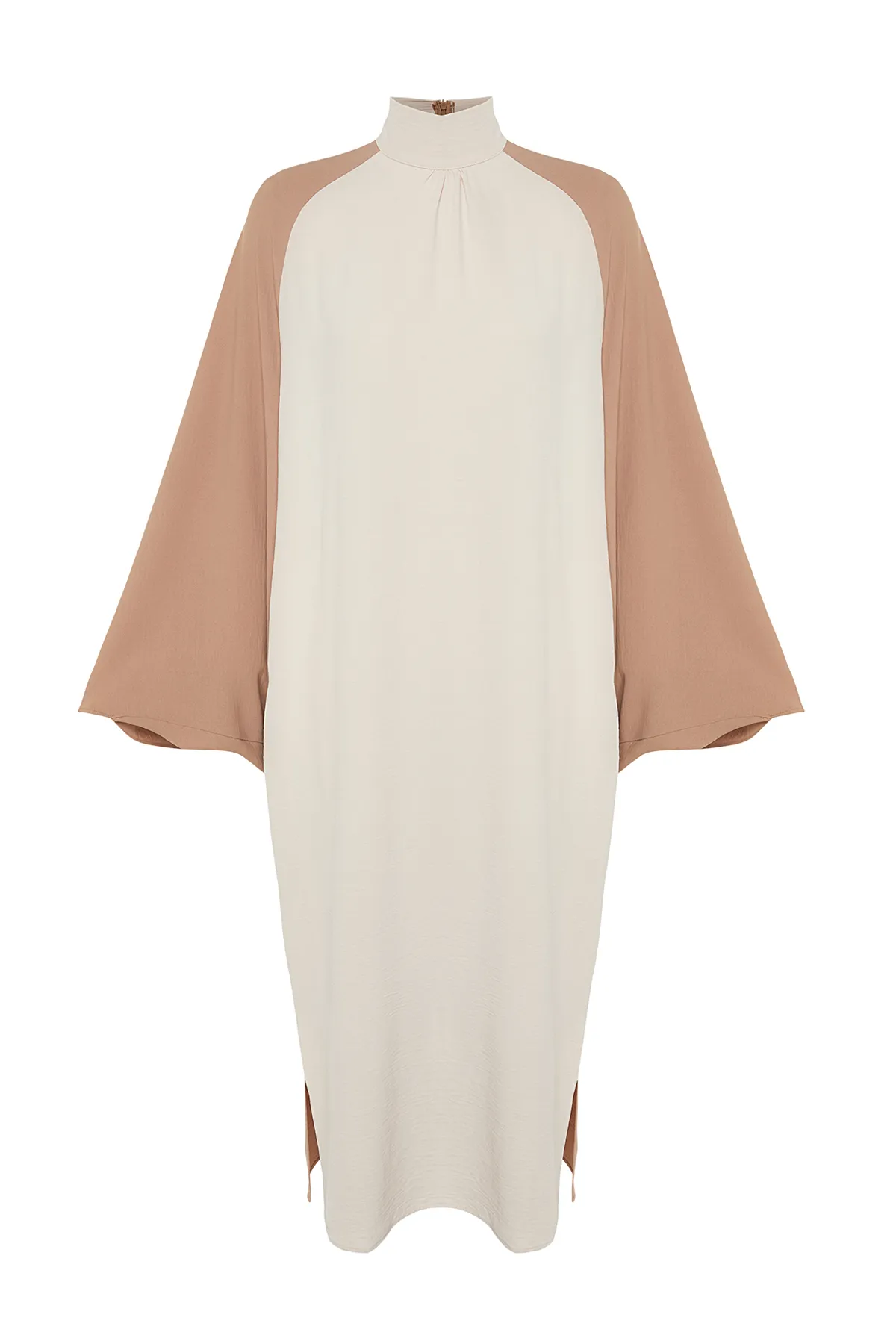 Trendyol Modest  Steinfarbenes, gewebtes Aerobin-Kaftankleid mit Blockfarben TCTSS24KK00000