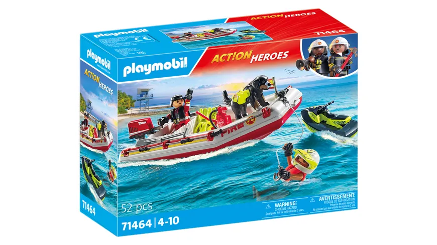PLAYMOBIL 71464 ACTION HEROES Feuerwehrboot mit Aqua Scooter