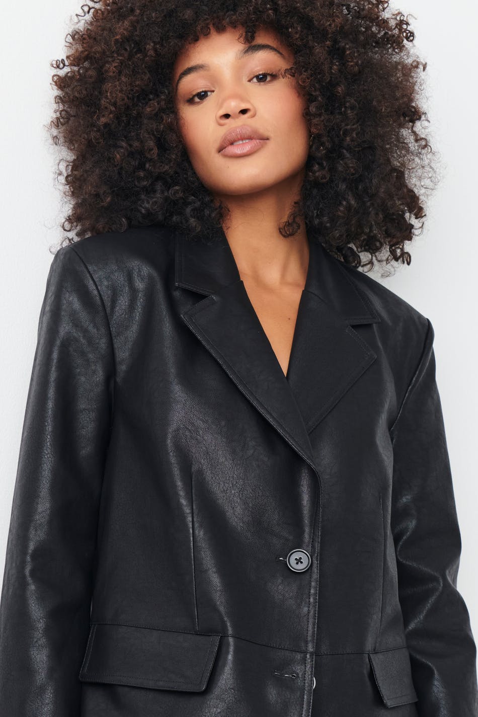 Pu oversized blazer