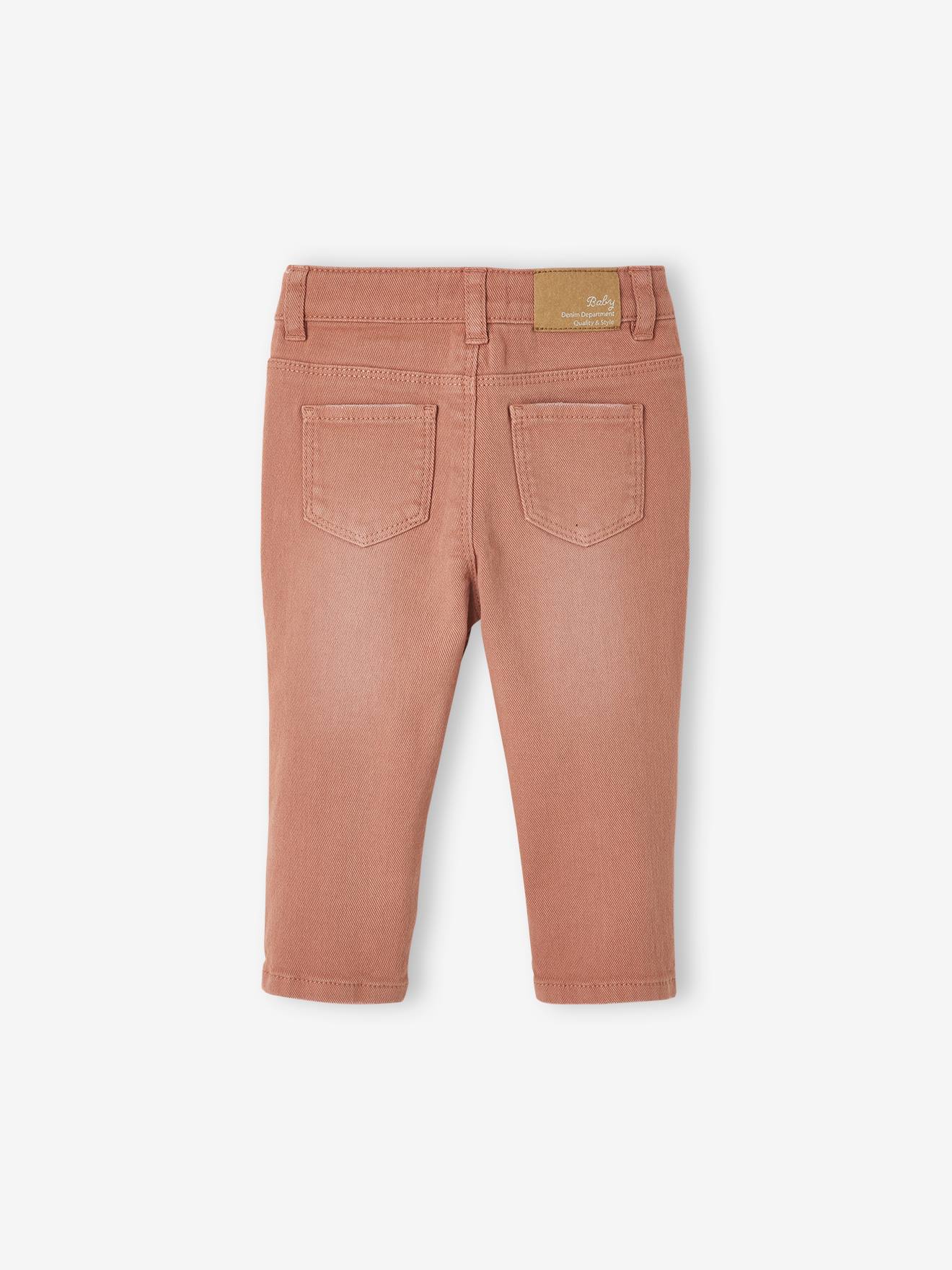 Slim brodé bébé en coton stretch brique