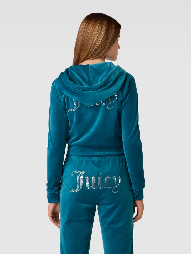 Sweatjacke mit Ziersteinbesatz Modell 'MADISON' in petrol