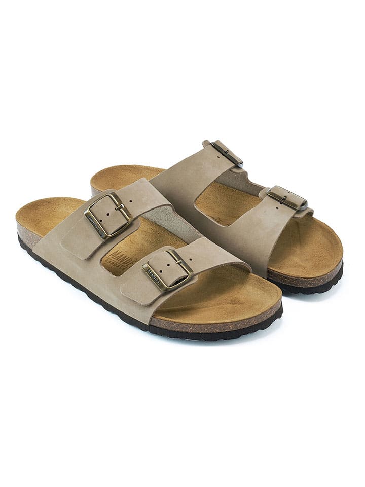 Mandel Leder-Pantoletten in Taupe günstig kaufen