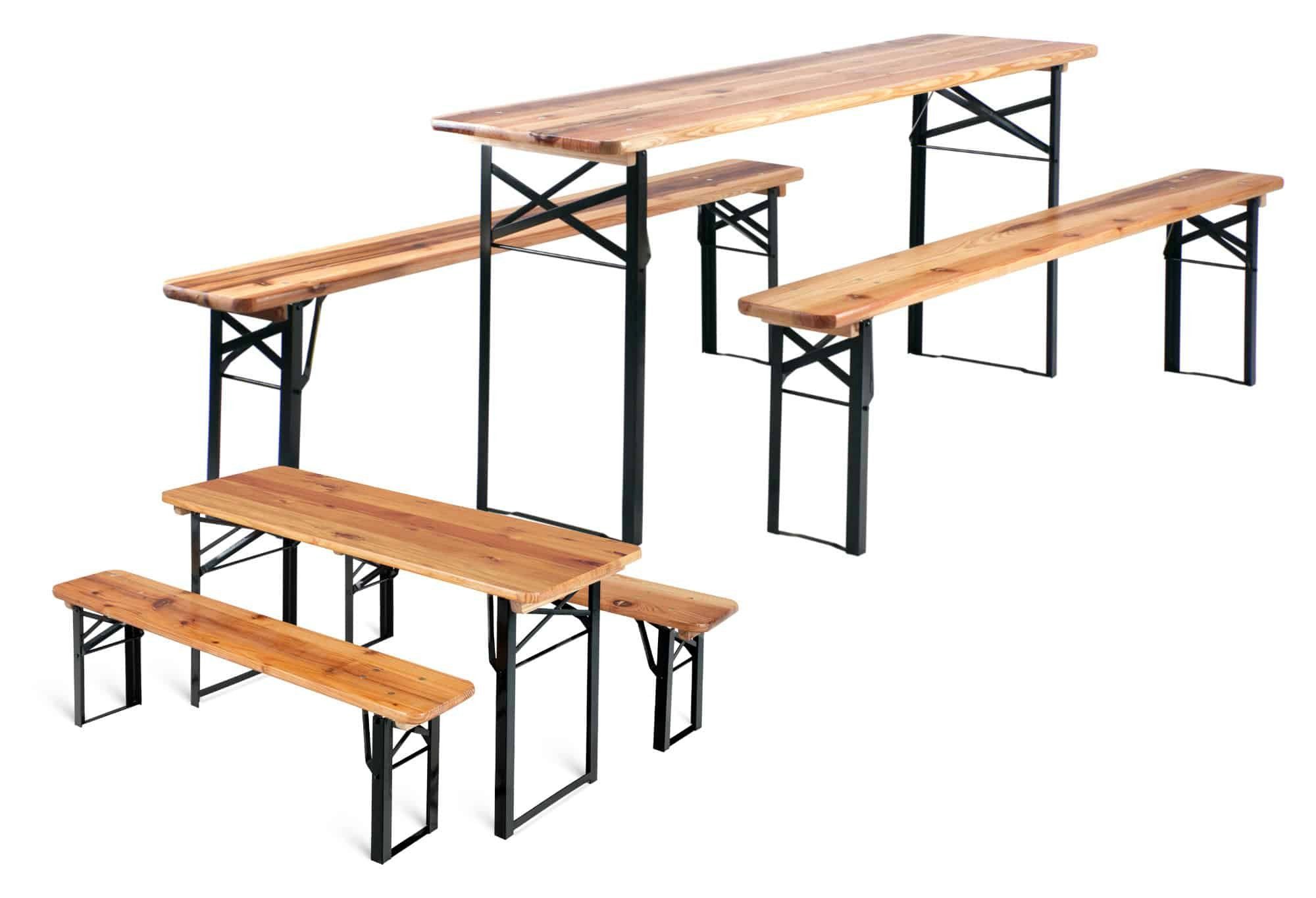 Stagecaptain Bierzeltgarnitur Hirschgarten Biergarten-Set für Groß & Klein, (Family Set, 6-tlg., 4x Bank, 2x Tisch in Erwachsenen- und Kinder-Größe), Sitzmöbelset Outdoor & Indoor, klappbar