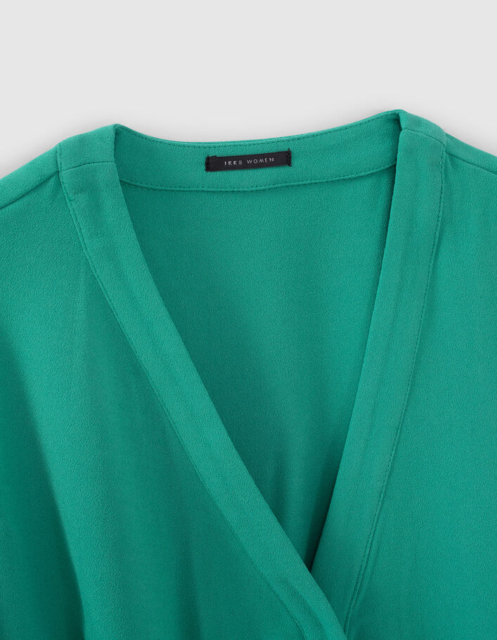 Robe verte forme portefeuille manches cloutées Femme