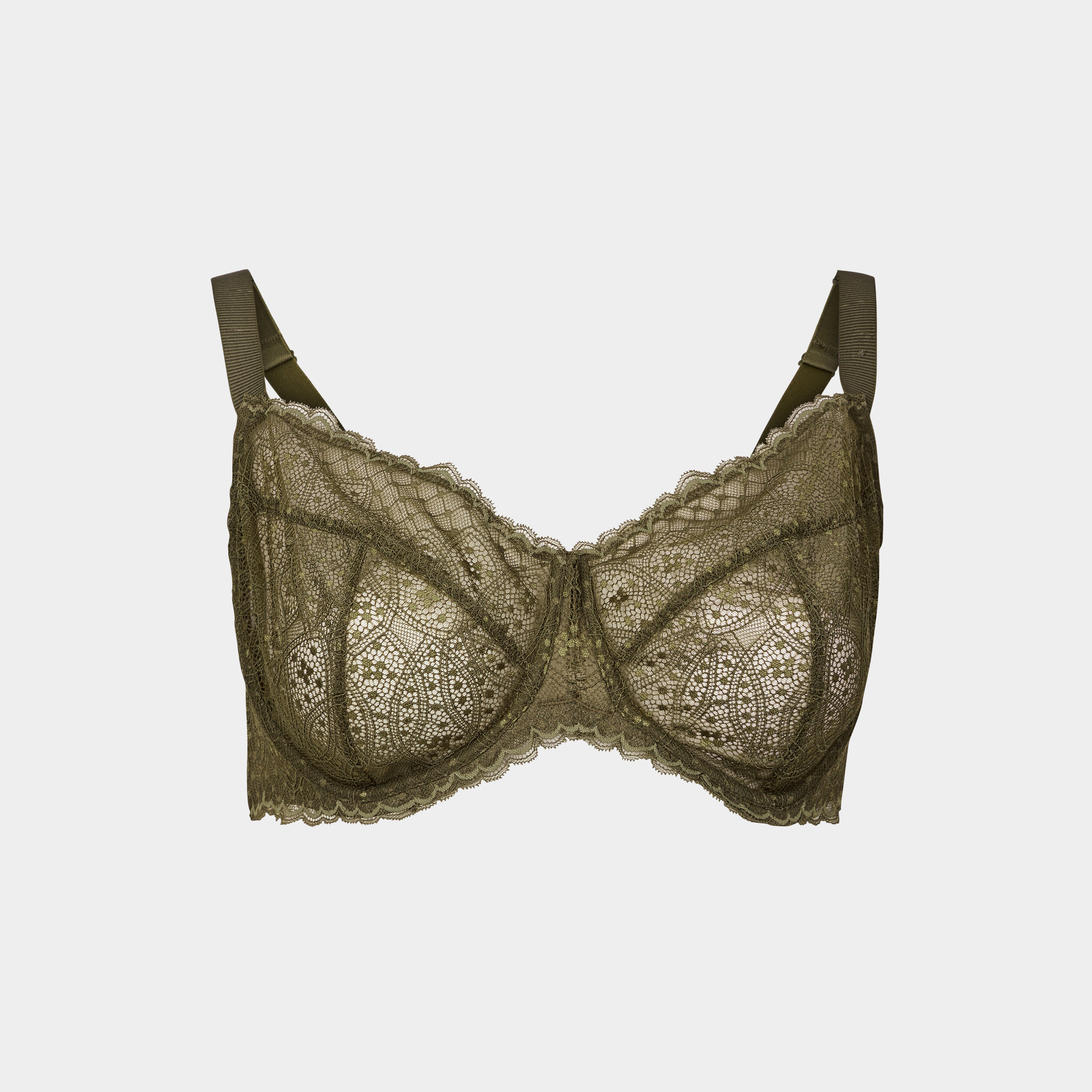 Soutien-gorge emboîtant en dentelle vert kaki femme grande taille | La Halle