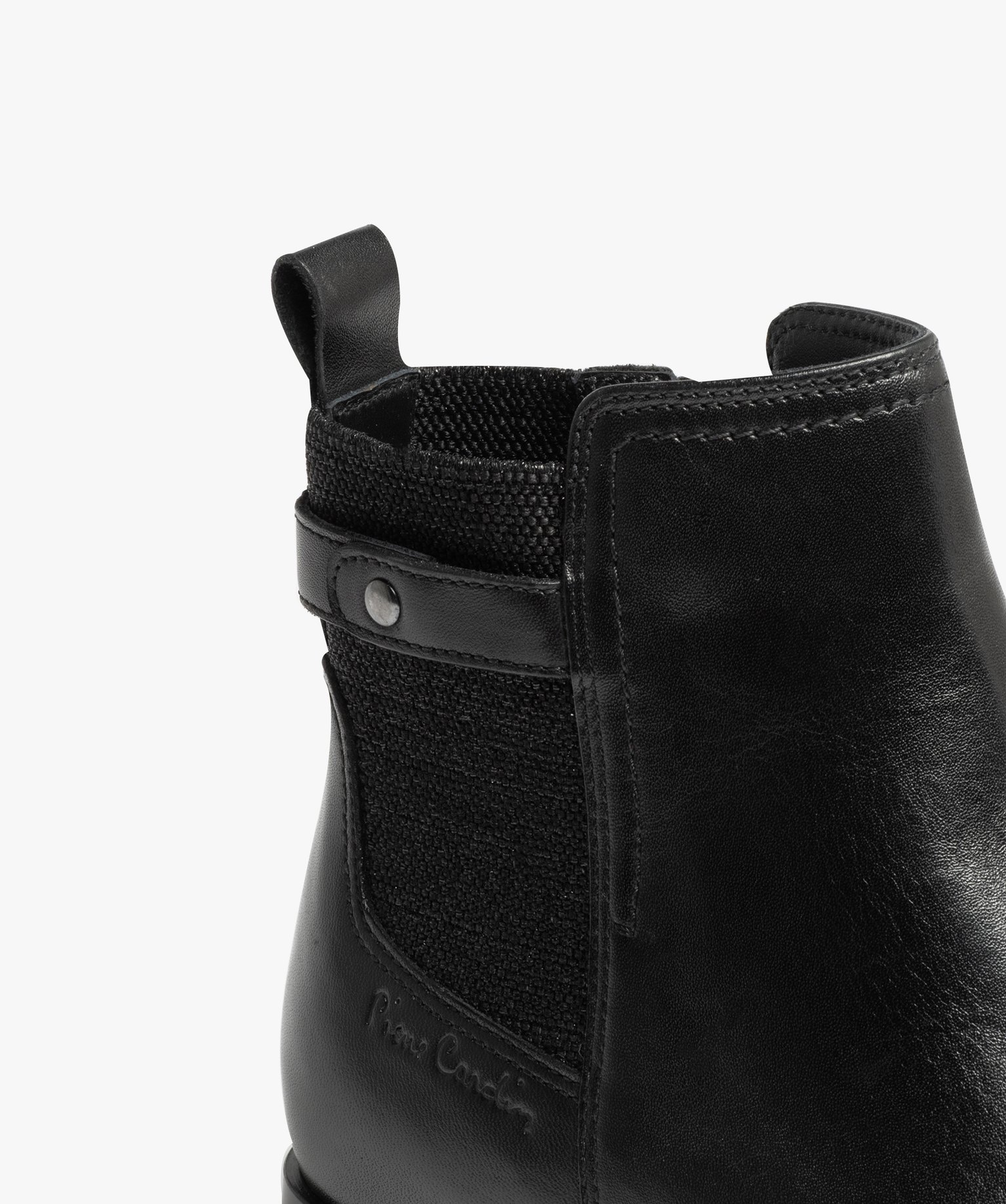 Boots dessus cuir avec élastique fantaisie sur tige femme -... noir | GEMO